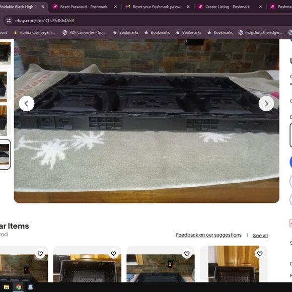 SS # 4 Foldable Black High Density Plastic Storage Bin 23.5 x 15.5 x 8 - Picture 2 of 12